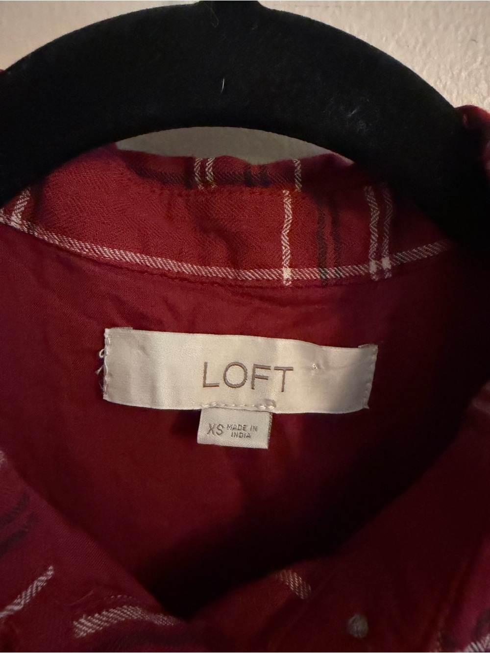 LOFT Women’s Red Plaid Button-Front Casual Dress - Picture 3 of 4